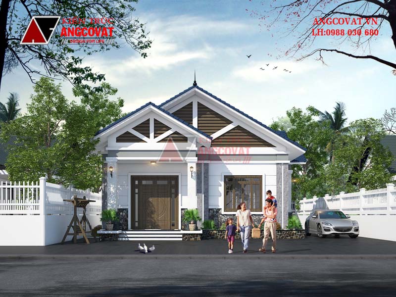 Mẫu nhà biệt thự mặt tiền 6m 1 tầng đẹp