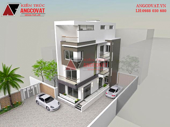 Phối cảnh view 2 thiết kế nhà đẹp 3 tầng 1 tum