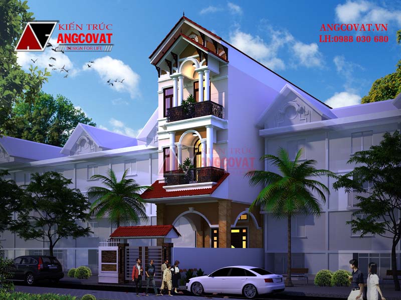 Sự tươi mới trong thiết kế mẫu nhà ống 3 tầng lợp ngói