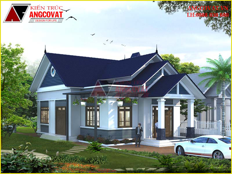 Mẫu nhà trệt 2 phòng ngủ hiện đại ở nông thôn 110m2