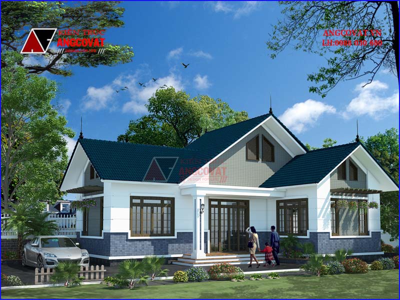 Kiến trúc nhà trệt đơn giản hình chữ L