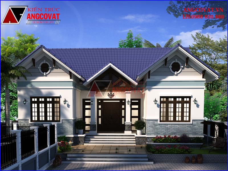 Kiến trúc nhà trệt đơn giản hình chữ u