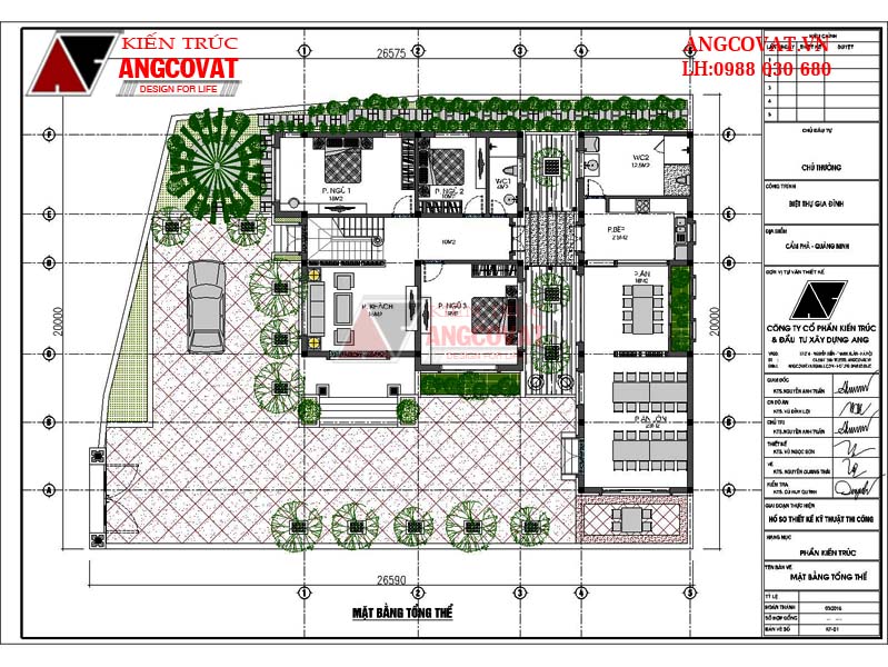 Mặt bằng tổng thể: Các mẫu nhà vuông 2 tầng mái thái đẹp 5 phòng ngủ