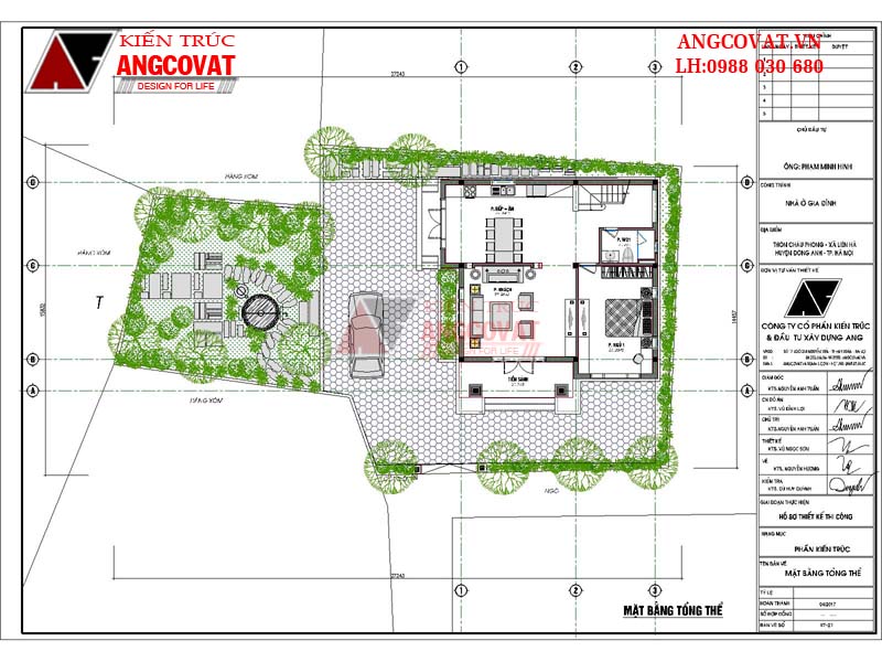 Mặt bằng tổng thể: Mẫu nhà vuông 2 tầng mái thái đẹp ở Hà Nội