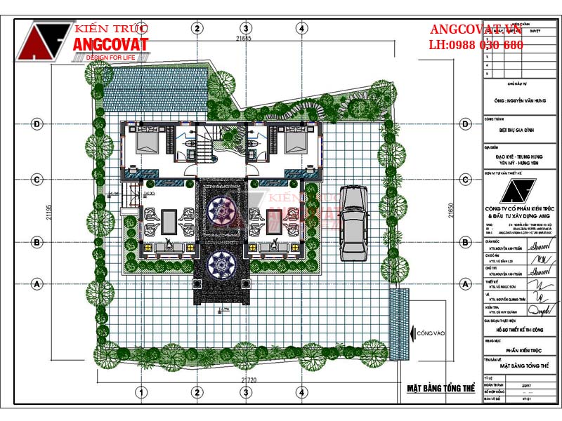 Mặt bằng tổng thể: Mẫu nhà vuông 2 tầng mái thái đẹp tại Hưng Yên
