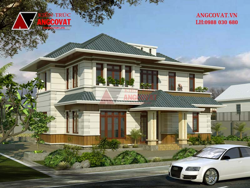 mẫu biệt thự 2 tầng có sân vườn đẹp