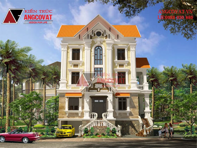 Màu sắc đặc sắc từ ngôi biệt thự 3 tầng tân cổ