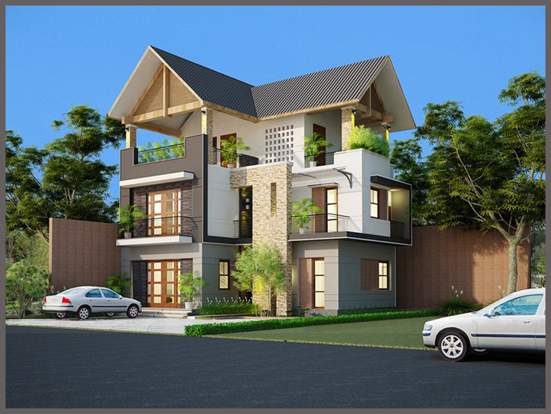 thiết kế nhà 3 tầng 8x10m