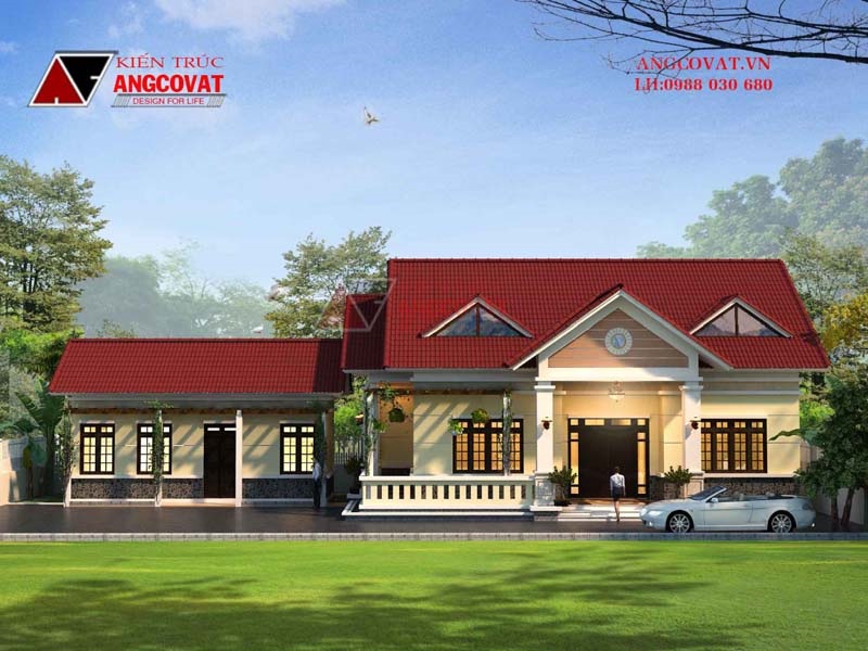 Thiết kế nhà cấp 4 3 phòng ngủ mái ngói đẹp diện tích 160m2