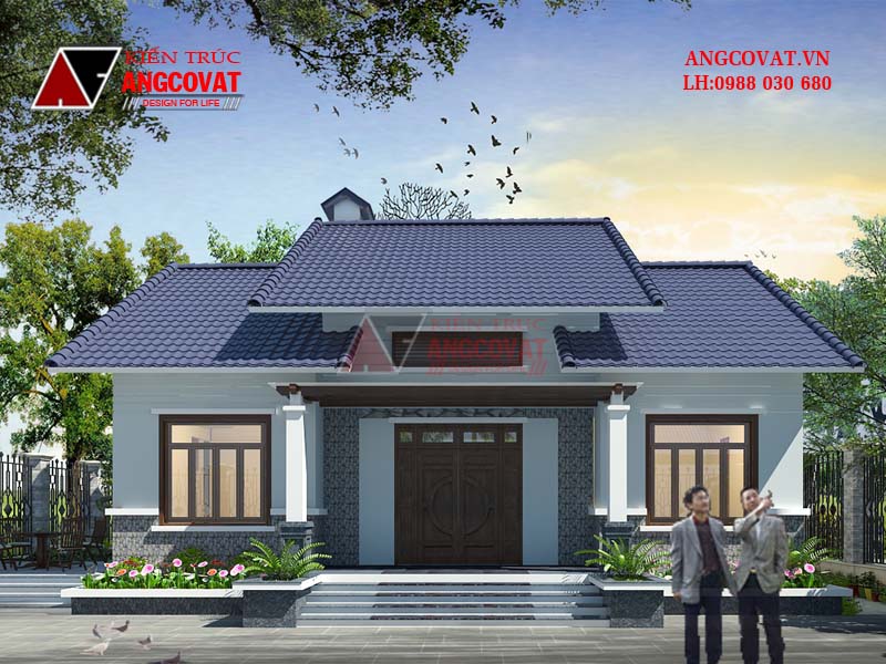 Phối cảnh 1: Mẫu thiết kế nhà đẹp mặt tiền 11m 1 tầng 3 phòng ngủ