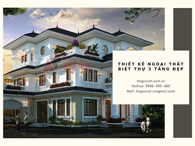 Mẫu kiến trúc nhà đẹp 3 tầng thiết kế theo phong cách hiện đại