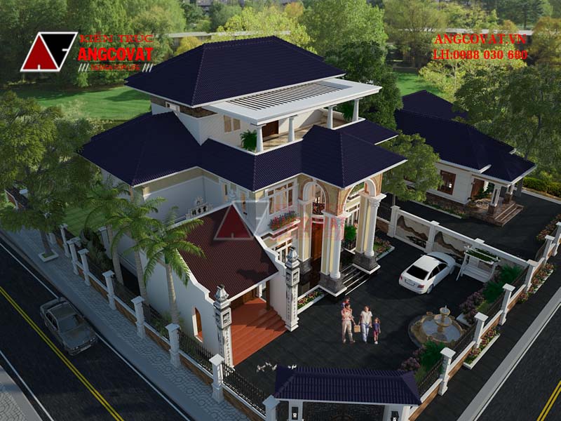 Thiết kế sân vườn, tiểu cảnh làm đẹp cho mẫu biệt thự 150m2 tân c