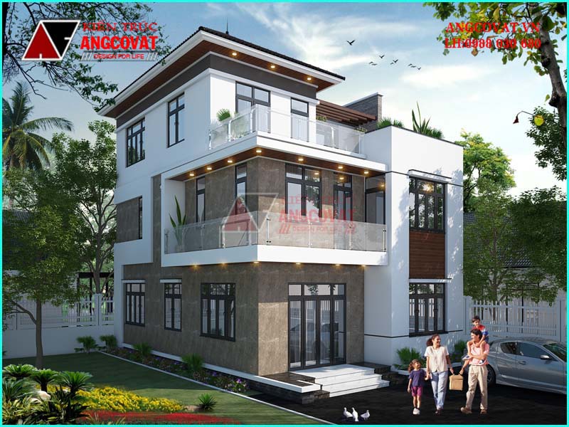 nhà 1 trệt 1 lầu 1 sân thượng sang trọng