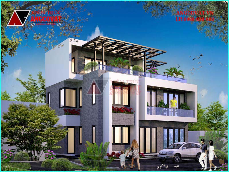 Mẫu nhà 1 trệt 1 lầu 1 sân thượng đẹp