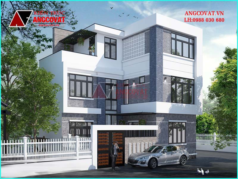 nhà 1 tầng 1 trệt 1 sân thượng mái bằng