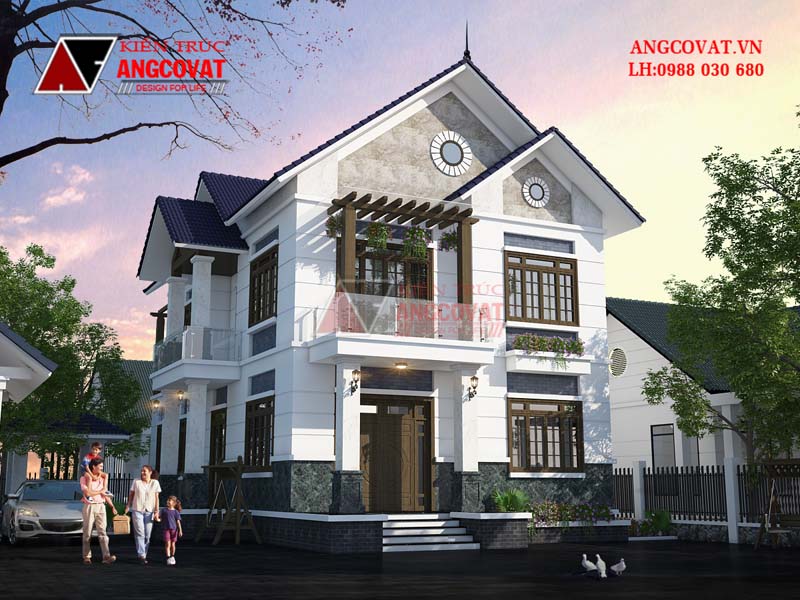 mẫu nhà 2 tầng 4 phòng ngủ đơn giản