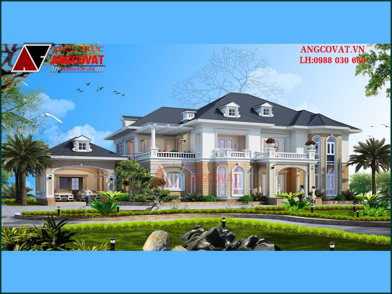 nhà 2 tầng kiến trúc độc đáo phong cách tân cổ điển sang trọng