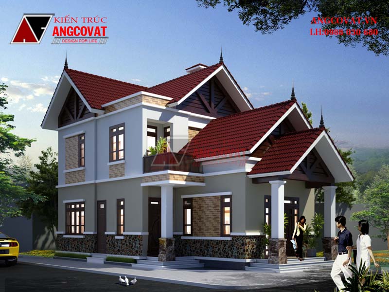 nhà 2 tầng mái ngói đơn giản, đẹp diện tích 7x15m2