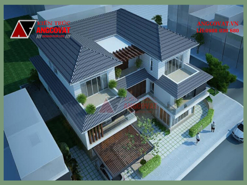 Nhà 3 tầng hình chữ U diện tích 200m2