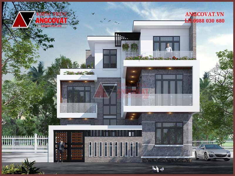 nhà 3 tầng mái bằng sang trọng