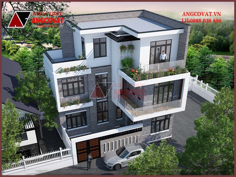 nhà 3 tầng mái bằng vô cùng hiện đại