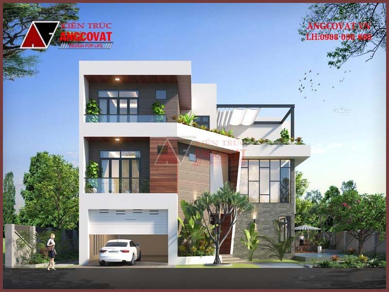 nhà 3 tầng mái bằng 2 mặt tiền