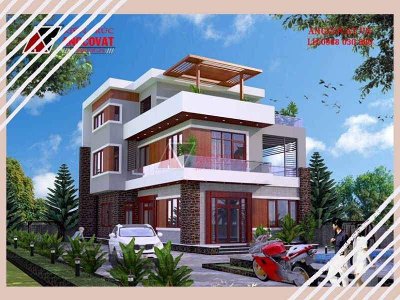 Phong cách hiện đại trong thiết kế nhà 3 tầng mái bằng