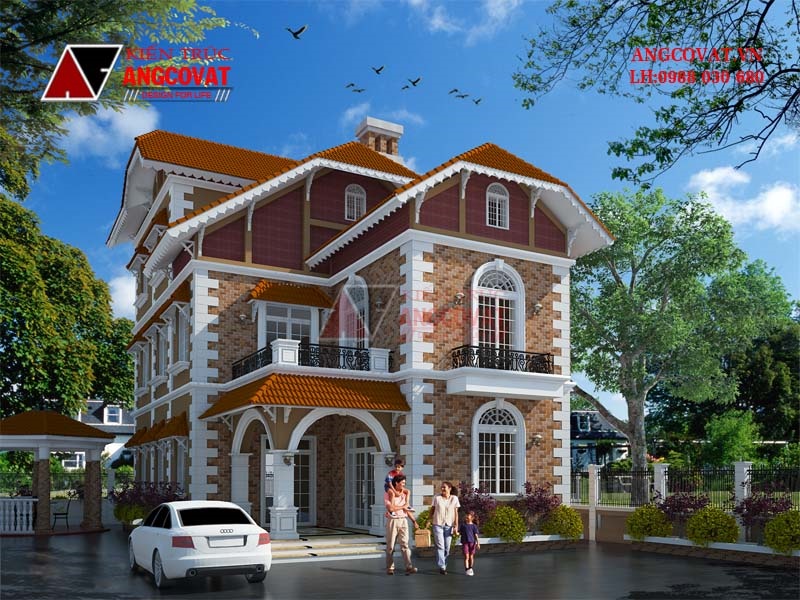 Ngoại thất độc đáo từ mẫu thiết kế nhà 3 tầng tân cổ