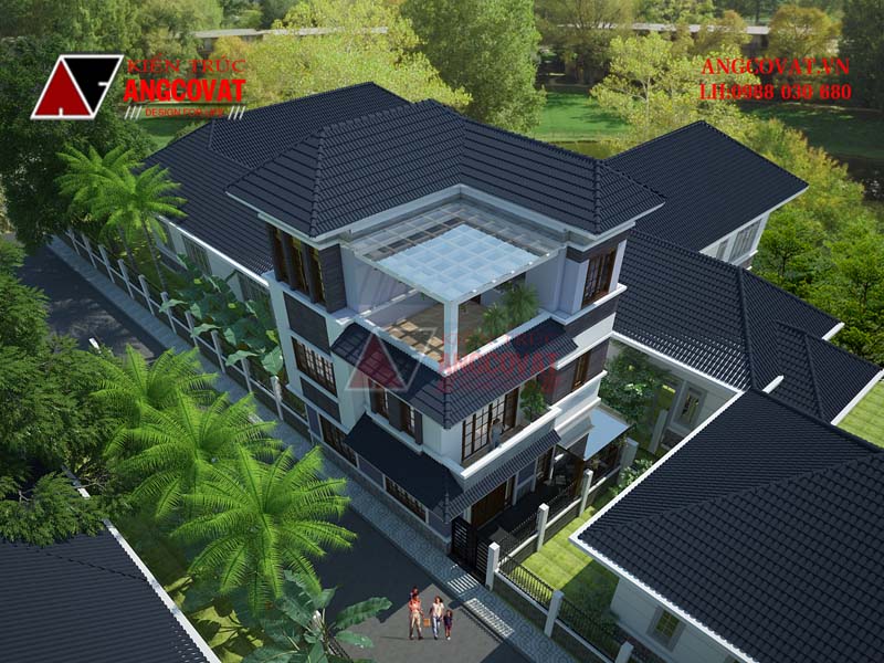 kiến trúc mái thái đẹp cho nhà 60m2 3 phòng ngủ