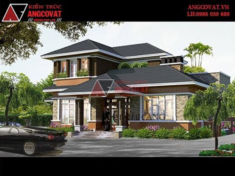 thiết kế biệt thự 2 tầng 200m2 đẹp