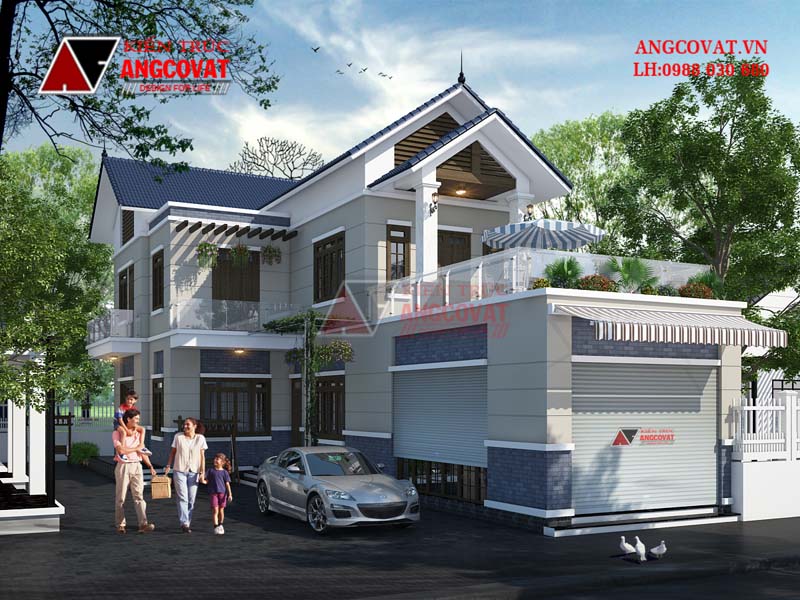 mẫu nhà biệt thự 2 tầng kết hợp kinh doanh