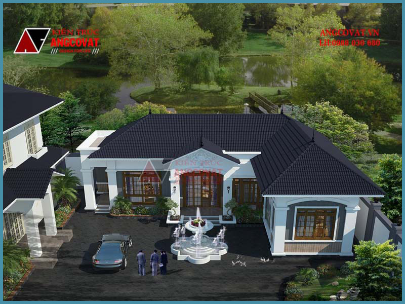 toàn cảnh nhà cấp 4 150m2 4 phòng ngủ kiến trúc pháp