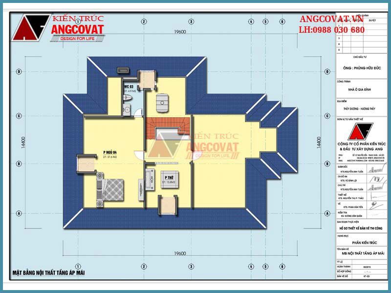 mặt bằng tầng áp mái nhà cấp 4 150m2 4 phòng ngủ