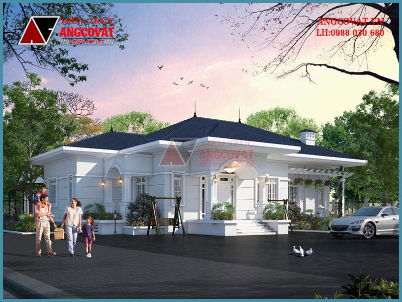 nhà cấp 4 150m2 4 phòng ngủ phong cách châu âu