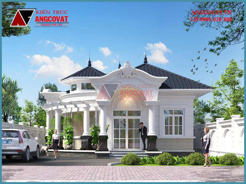 thiết kế nhà cấp 4 150m2 4 phòng ngủ phong cách châu âu