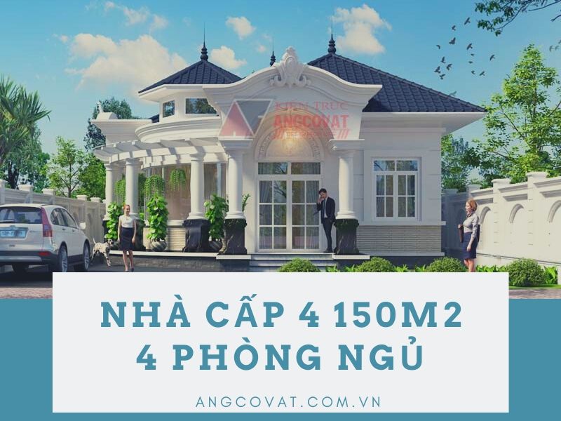 nhà cấp 4 150m2 4 phòng ngủ tân cổ điển đẹp