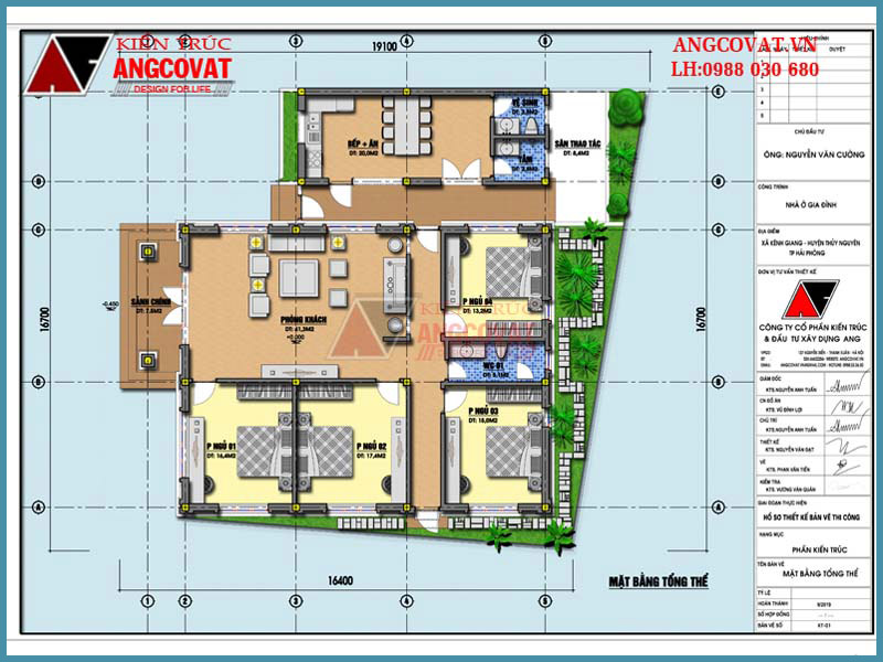 mặt bằng nhà cấp 4 150m2 4 phòng ngủ truyền thống