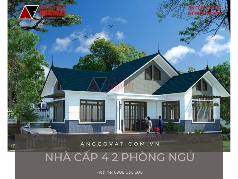 Mẫu thiết kế nhà cấp 4 đẹp có 2 phòng ngủ
