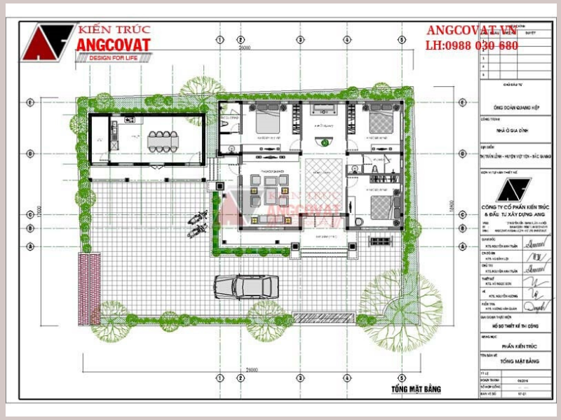 bố trí nhà cấp 4 có 3 phòng ngủ và 1 phòng thờ có bếp riêng