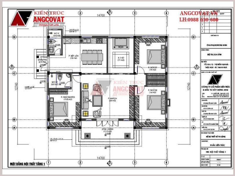 bố trí nhà cấp 4 có 3 phòng ngủ và 1 phòng thờ mái thái đẹp