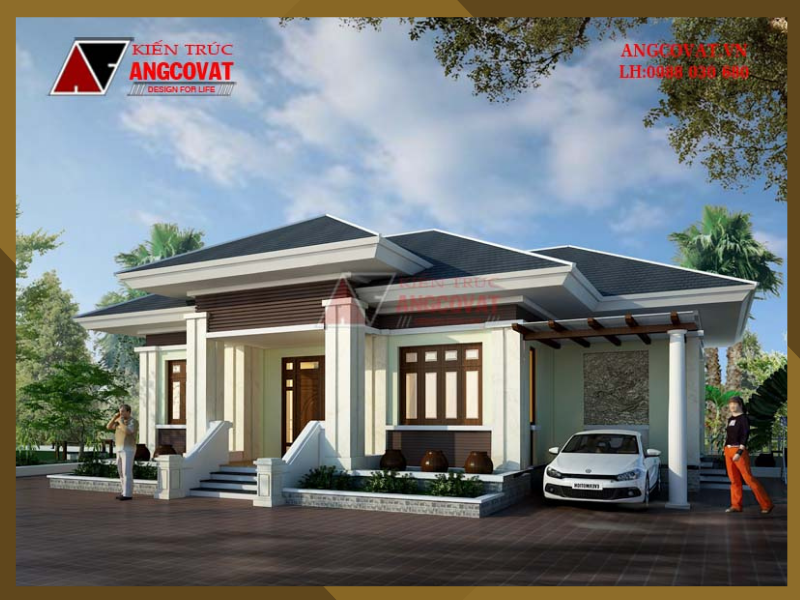 Nhà cấp 4 diện tích 130m2 3 phòng ngủ hình vuông