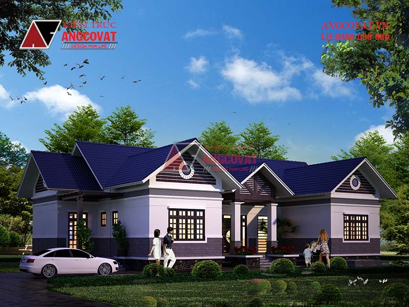 mẫ nhà cấp 4 mái thái hình chữ u đẹp