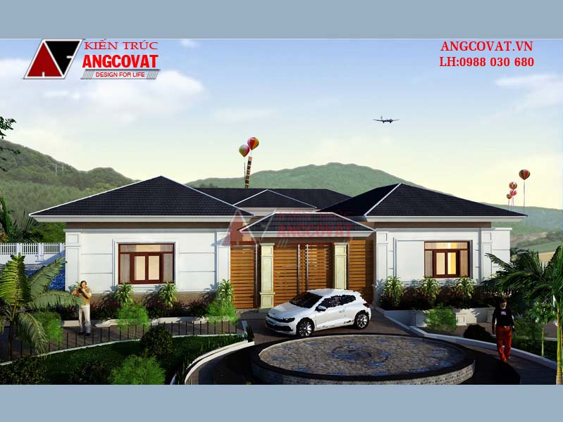 nhà cấp 4 mái thái hình chữ u đẹp