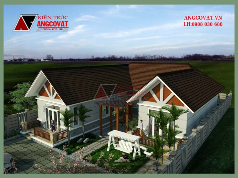 Nhà cấp 4 mái thái hình chữ U diện tích 160m2