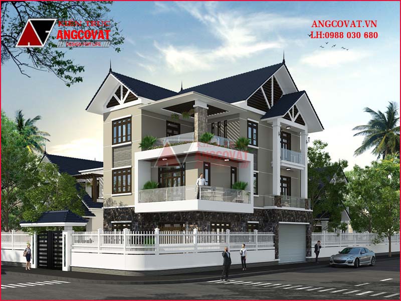 thiết kế kiến trúc nhà lầu đơn giản mái thái