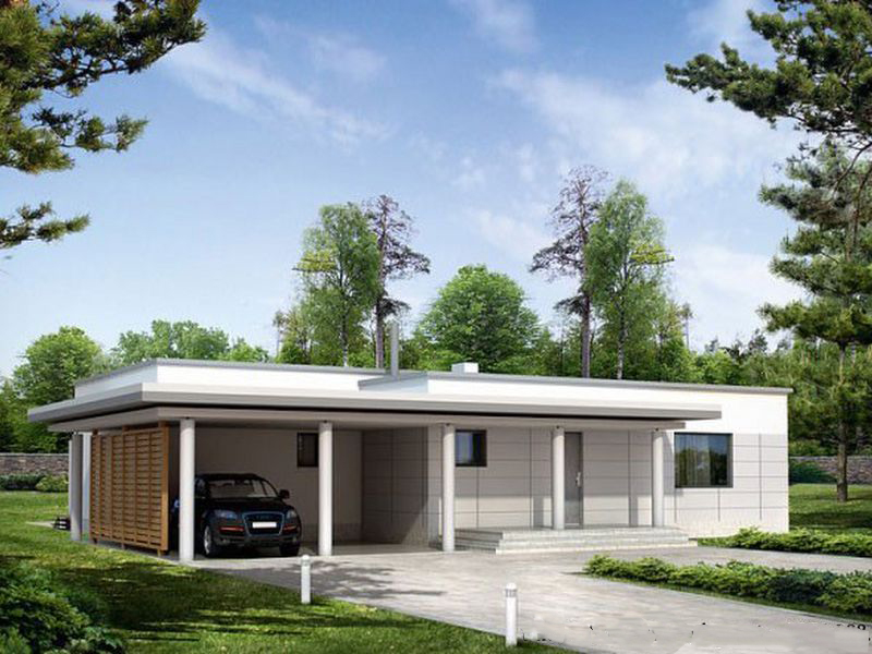 Bố trí ngoại thất đơn giản giúp cho mẫu nhà mái bằng 1 tầng sang trọng tiết kiệm được chi phí xây dựng cho chủ đầu tư