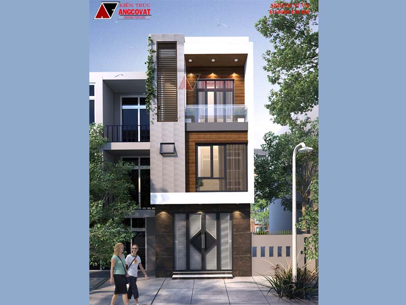 Thiết kế nhà ống 3 tầng mái bằng đẹp