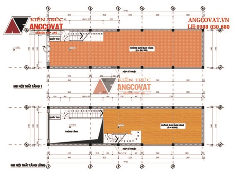 Mặt bằng nội thất tầng 1 và tầng lửng