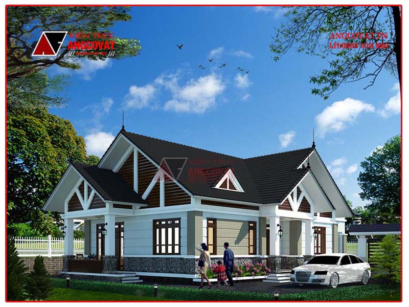 Kiến trúc nhà 2 tầng mái thái sang trọng