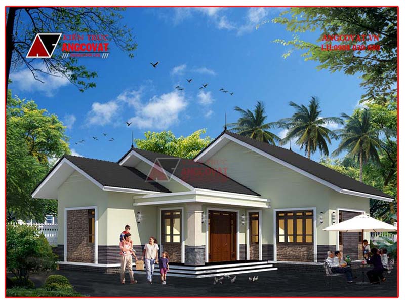 kiến trúc nhà trệt đơn giản hài hòa, cân đối